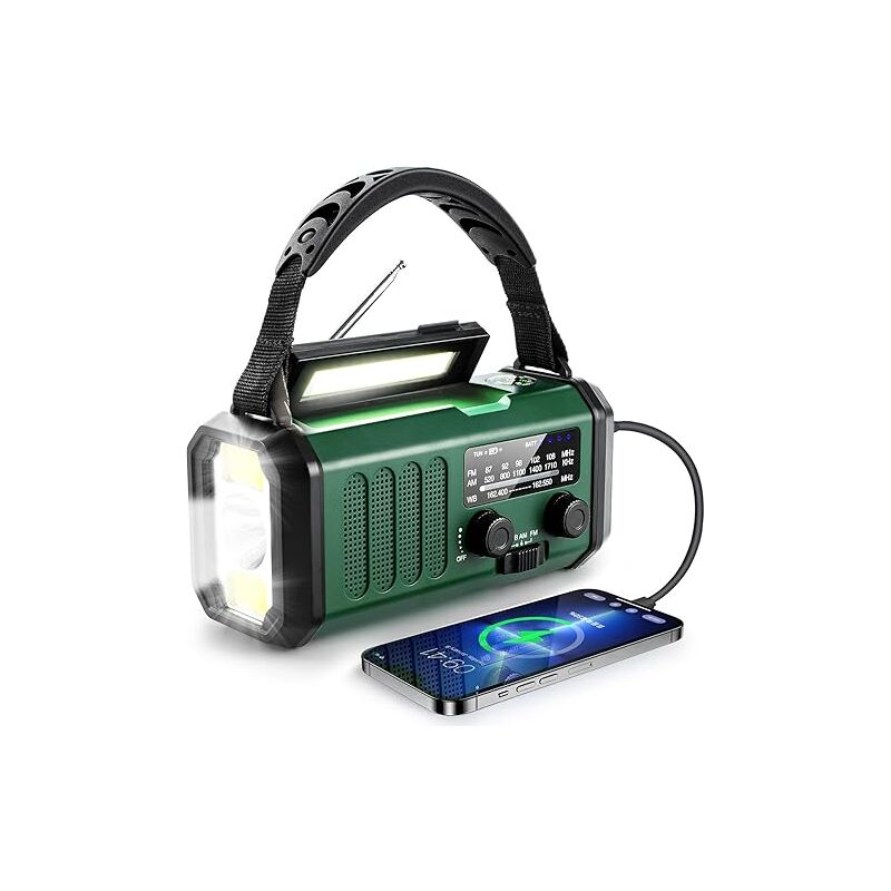 10000mAh Kurbel Radio, Notfall Radio, Solar Radio, NOAA/AM/FM Wetter Radio, USB Typ-C Aufladung, Dynamo Radio, Polymerbatterie, Taschenlampe LED