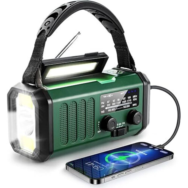 10000mAh Kurbel Radio, Notfall Radio, Solar Radio, NOAA/AM/FM Wetter Radio, USB Typ-C Aufladung, Dynamo Radio, Polymerbatterie, Taschenlampe LED