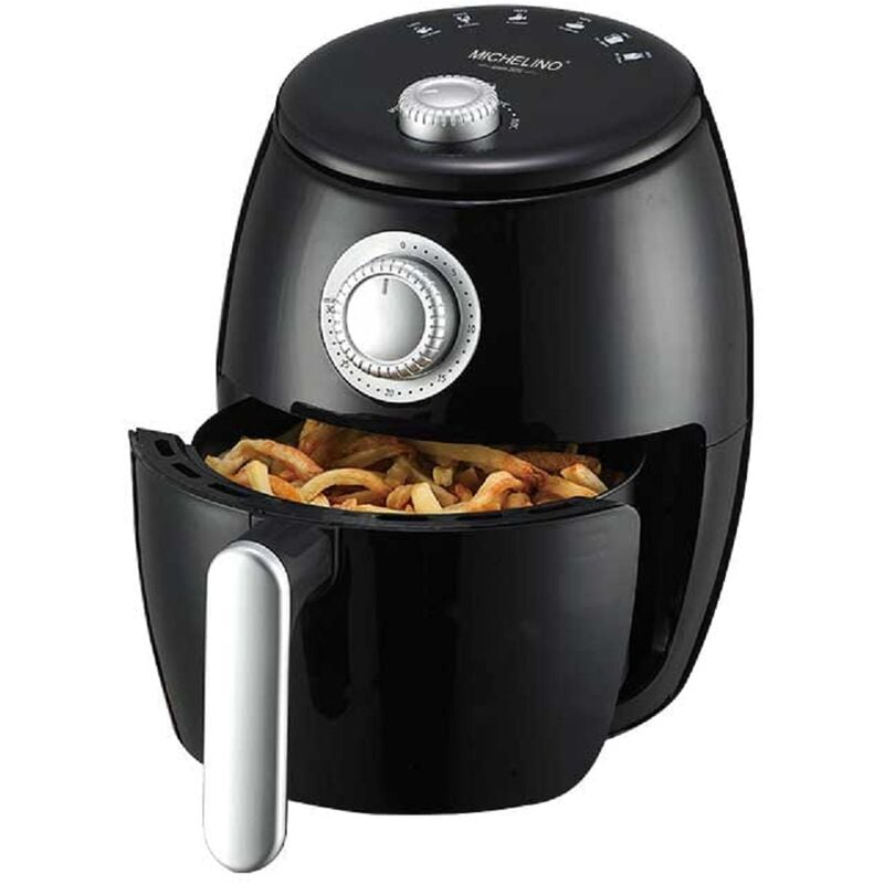 Cofi 1453 - 1000W Heißluft-Fritteuse Airfryer 2,0L Stufenlose Temperaturregelung von 80 bis 200°C Schwarz