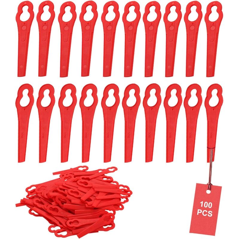 100er-Packung Ersatzmesser aus Kunststoff für Rasentrimmer, rot, Rasenmähermesser, Kunststoffmesser für Rasentrimmer FRT18A FRT18A1 Kunst 46155
