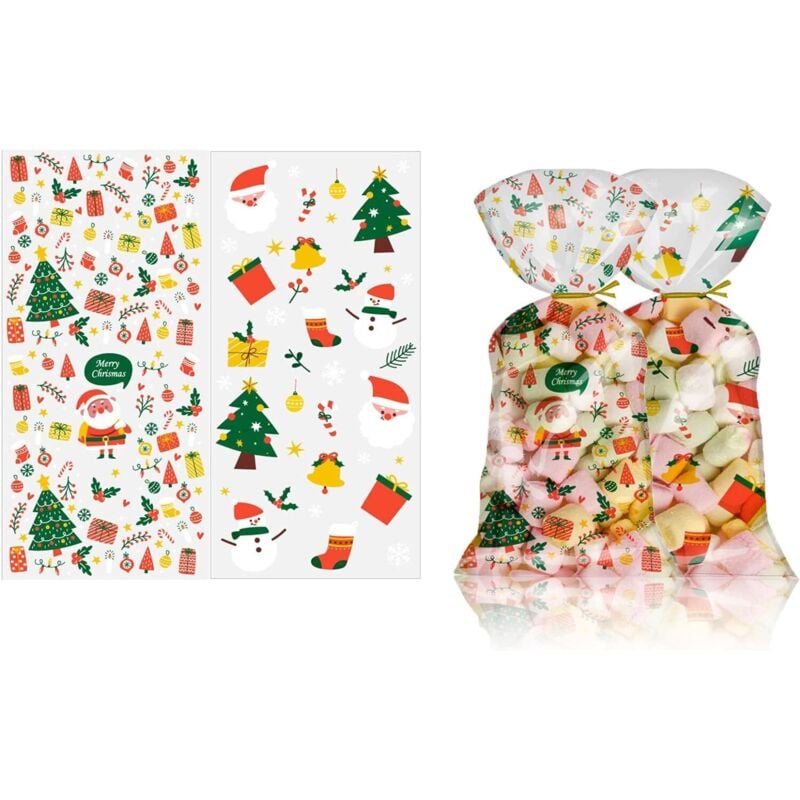 100er Set Diko Weihnachts-Plastiktüten für Süßigkeiten und Kekse