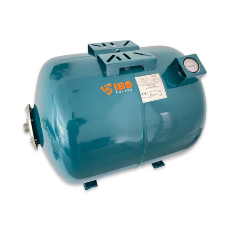IBO - 100l Ausdehnungsgefäß mit Membran horizontal Druckkessel für Hauswasserwerk mit Manometer
