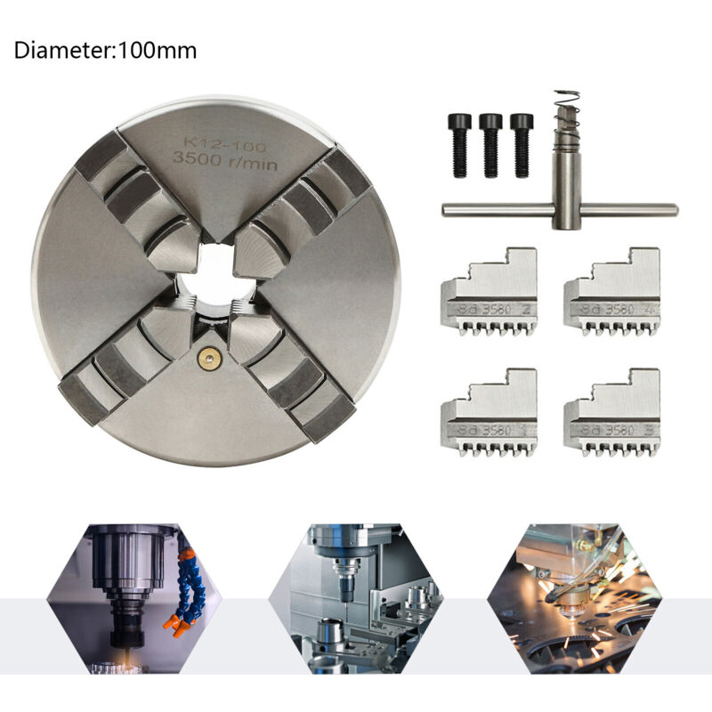 100mm 4 Backenfutter Vierbackenfutter Drehbank Chuck Selbstzentrierendes Spannfutter Vierbackenfutter für Gewöhnliche Drehmaschinen Schleifmaschinen
