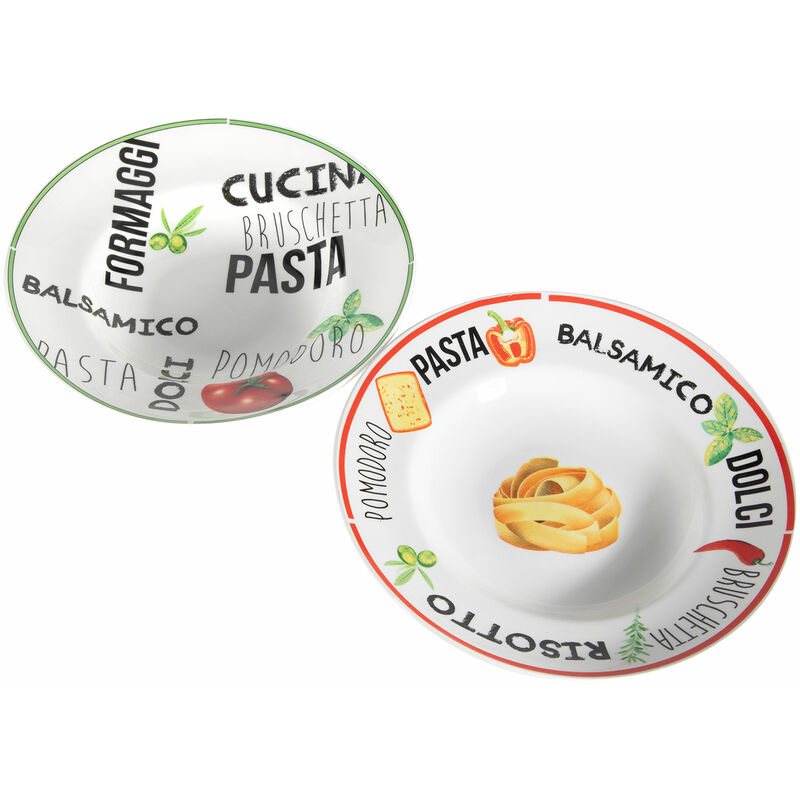 2er Set Pasta Teller - 26,5 cm - Pastateller Speiseteller Porzellan Geschirr Tellerset
