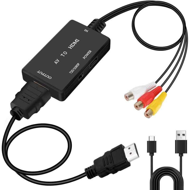 1080p CVBS RCA Composite Audio-Video-Konverter für Kamera/PS2/SNES/VHS/Xbox/PS4/TV/Videorecorder/DVD/Wii/Unterstützt PAL/NTSC