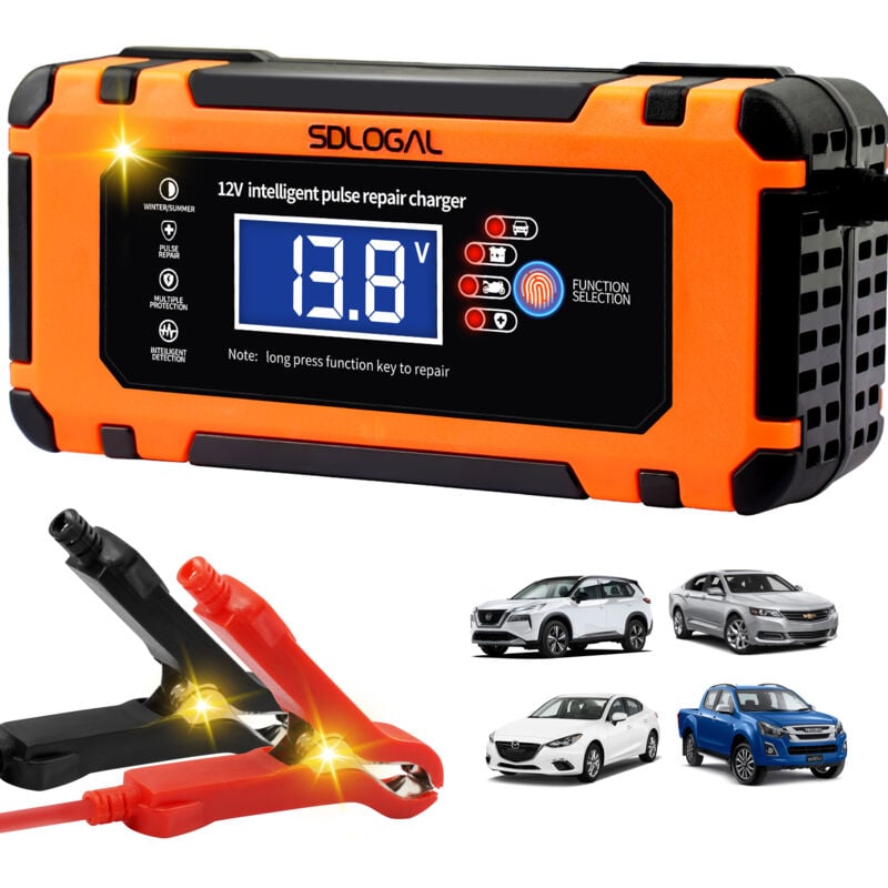 10A Autobatterie Ladegerät, Ultrixe 12V Smart vollautomatische KFZ Batterieladegerät mit Temperaturkompensation für Auto LKW Motorrad Rasenmäher Boot