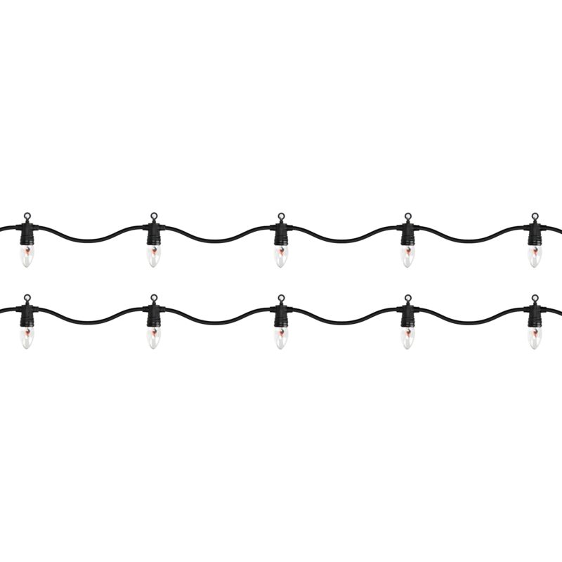 Ecd Germany Lichterkette mit Flammeneffekt 360 cm, 10 Glühbirnen, Warmweiß, E14 Fassung, Strom, Wetterfest IP44 Innen/Außen, Weihnachtsbeleuchtung