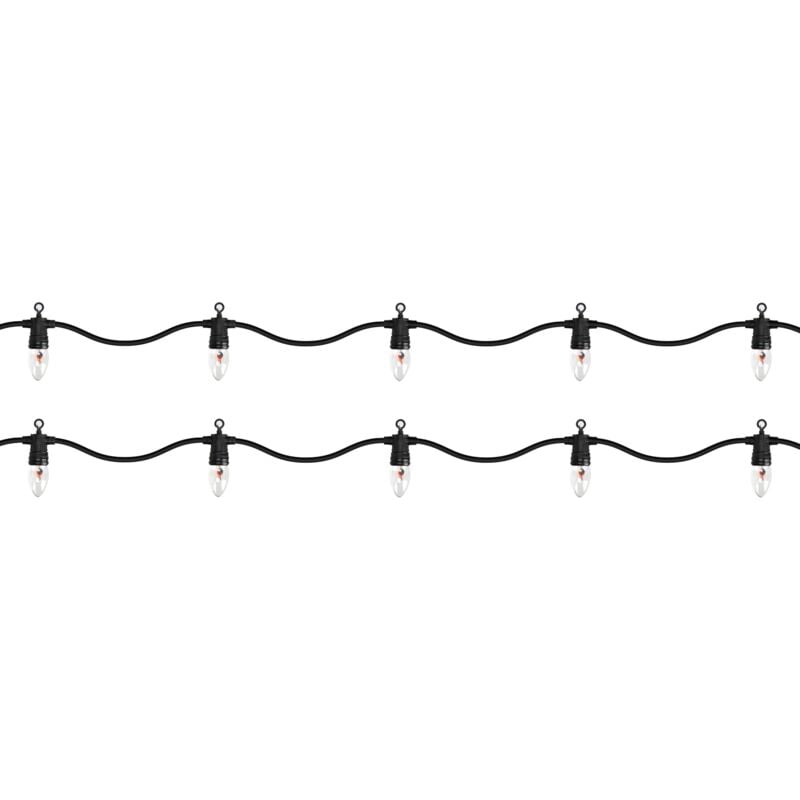 Ecd Germany Lichterkette mit Flammeneffekt 360 cm, 10 Glühbirnen, Warmweiß, E14 Fassung, Strom, Wetterfest IP44 Innen/Außen, Weihnachtsbeleuchtung