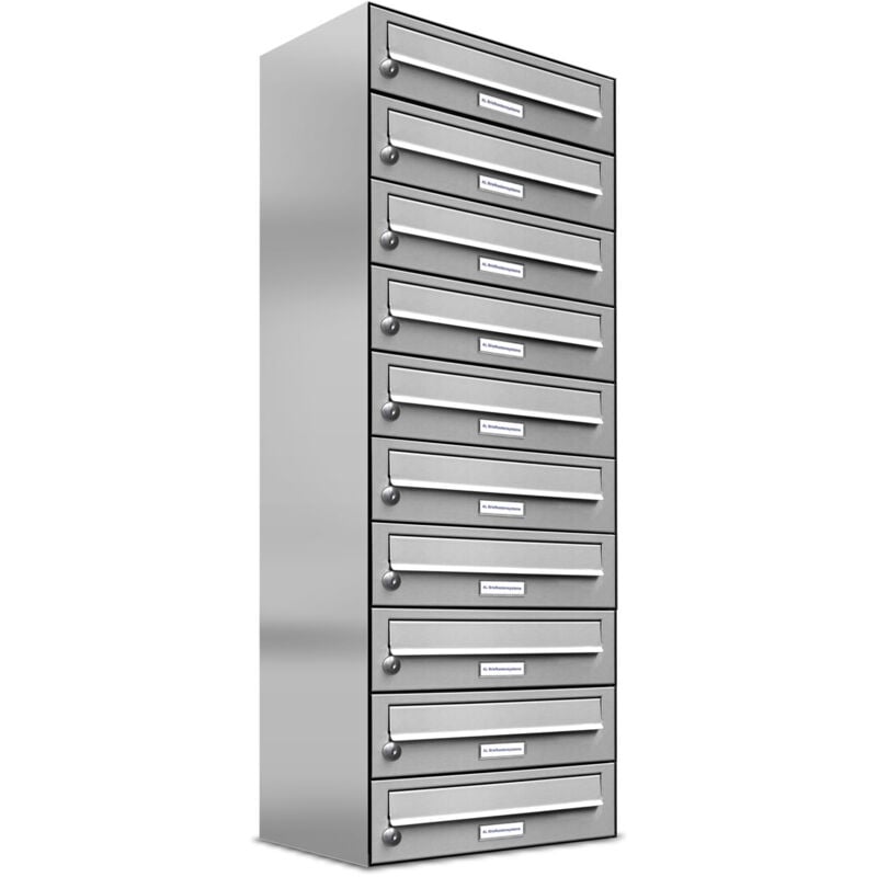 Al Briefkastensysteme - 10er Edelstahl Briefkasten Anlage 10 Fach Wandbriefkasten Postkasten