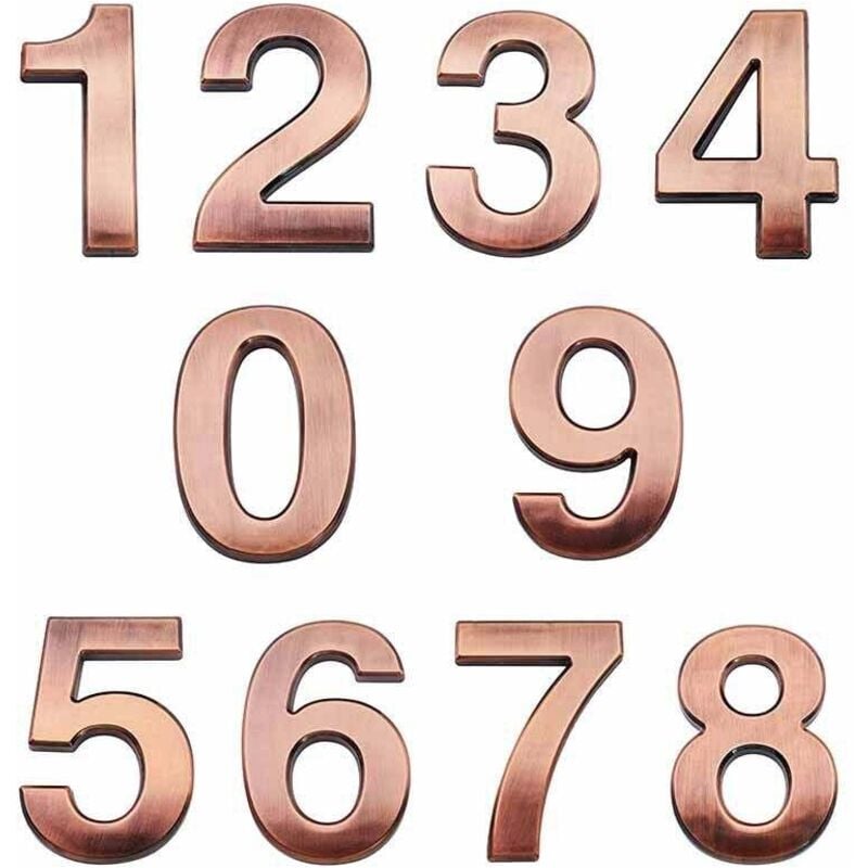 10er-Pack 7 cm große selbstklebende 3D-Adressnummern für Haustür und Briefkasten – Zahlen 0–9 für Wohnung, Haus, Büro (Antikbronze)