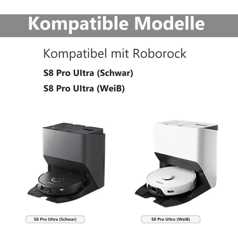 Alovez - 10er-Pack für Roborock S8 Zubehör-Set Roborock Zubehör-Set 4 Staubbeutel, 4 Wischmopps, 2 Seitenbürsten, Ersatzteile für Roboterstaubsauger