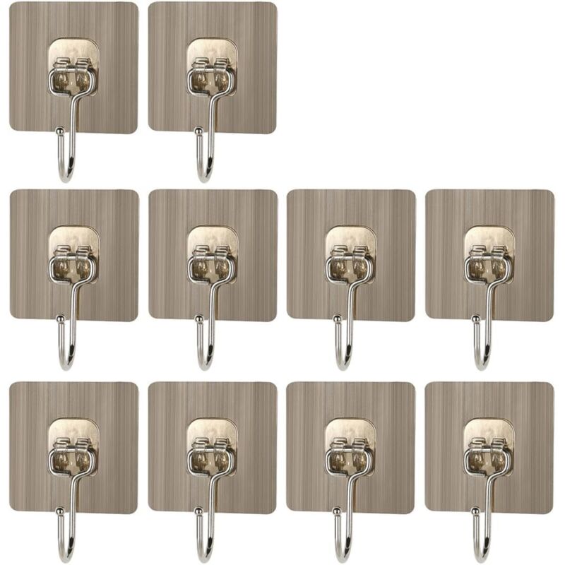 10er-Pack selbstklebende Wandhaken, max. 20 kg Tragkraft, für Bad, Küche, Decke, Wand, Tür, Bademantel und Handtuchhalter