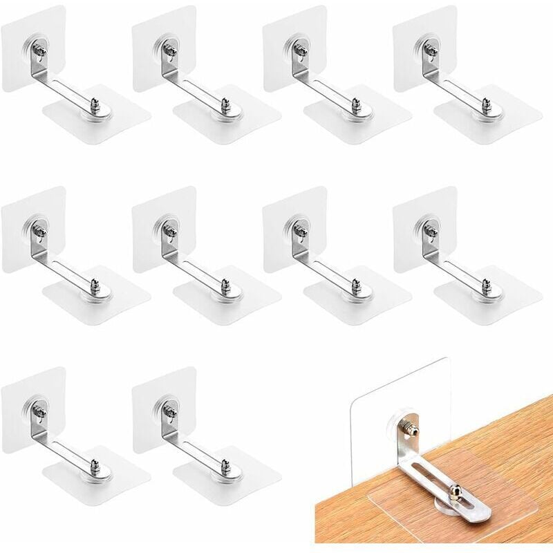 Lablanc - 10er-Pack stanzfreie Möbel-Wandanker, 7 cm selbstklebende Möbel-Sicherheitsschnallen zum Schutz von Babys, bohrfreies