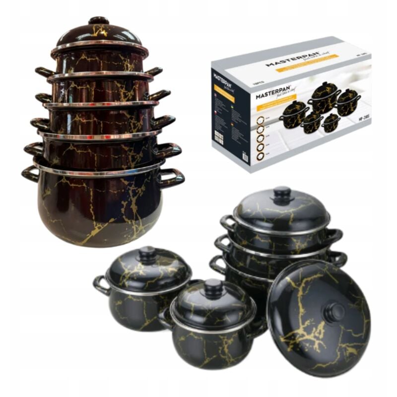 10er-Set emaillierte Kochtöpfe für Gas und Induktion