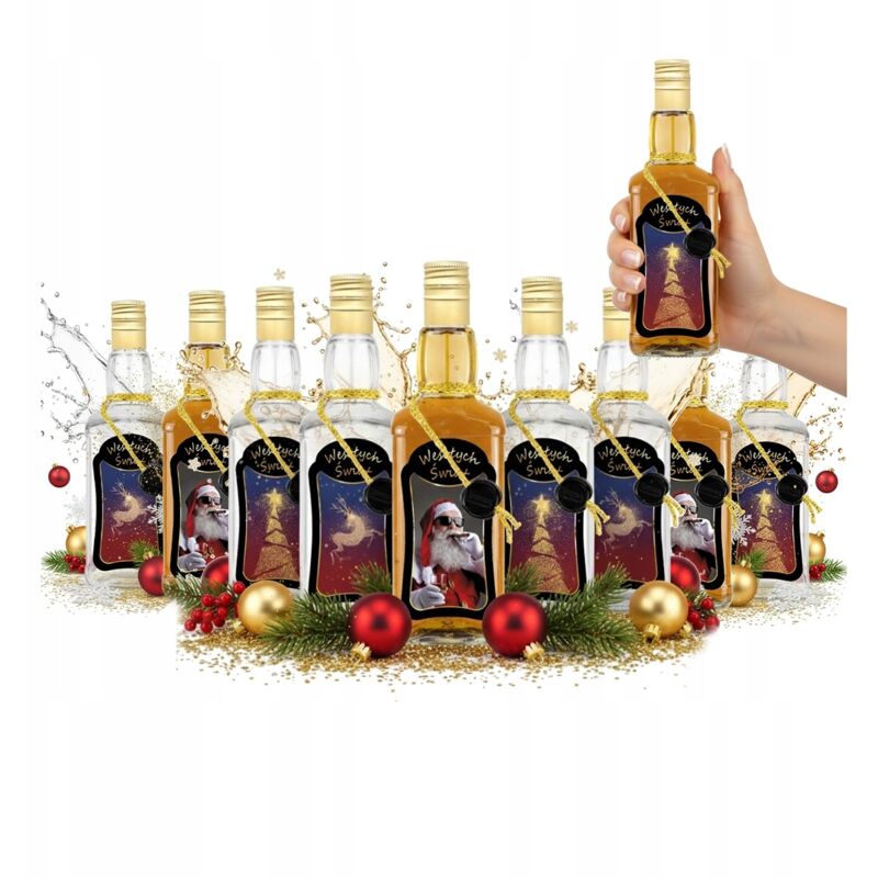 10x CHRISTMAS DANIELS 500ML PREMIUM DEKORIERTE Glasflaschen für Wodka