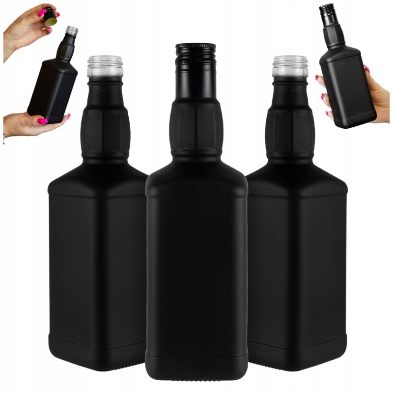 10x DANIELS Glasflaschen 500ml SCHWARZ MATT für Whisky, Liköre, Alkohol 0,5l