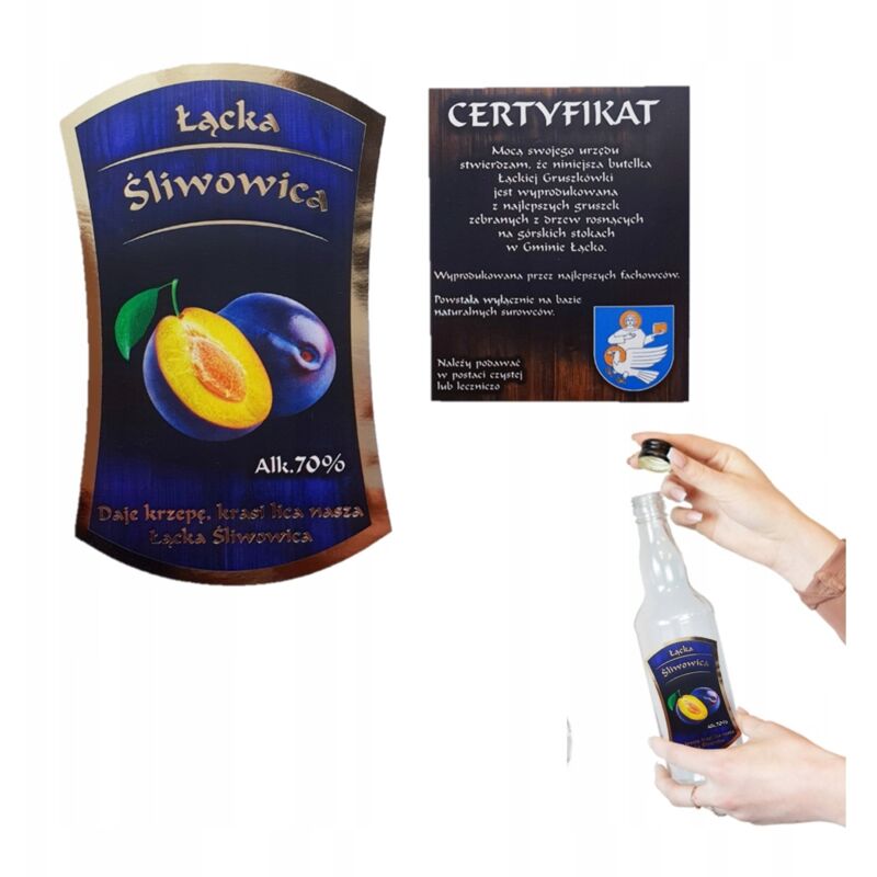 10x Etiketten/Aufkleber für Pluma Vodka Birnenflaschen, vergoldet für Alkohol