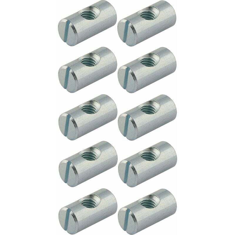 Dolaso - 10x Montagebeschlag Gewinde M6 x Länge 20mm x 10mm Chromstahl Mutter Verbinder Holzmöbel Babybett Kinderbett Tisch Stuhl Schrank Regal