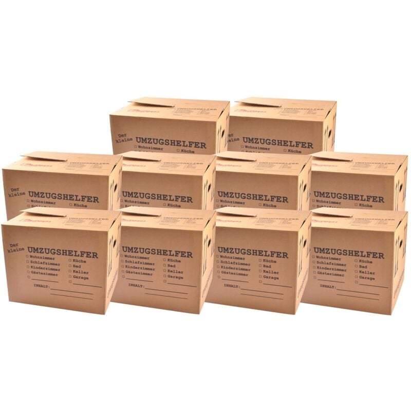 Buri - 10x Umzugskartons 41x35x34 Umzugskisten Bücherkiste Archivkartons Transportbox