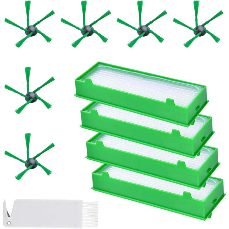 11 Stück Ersatzteile für Vorwerk Kobold VR200 VR300 Saugroboter Zubehör- Ersatzteile 4 Hepafilter Allergiefilter und 6 Seitenbürsten und 1 Stück