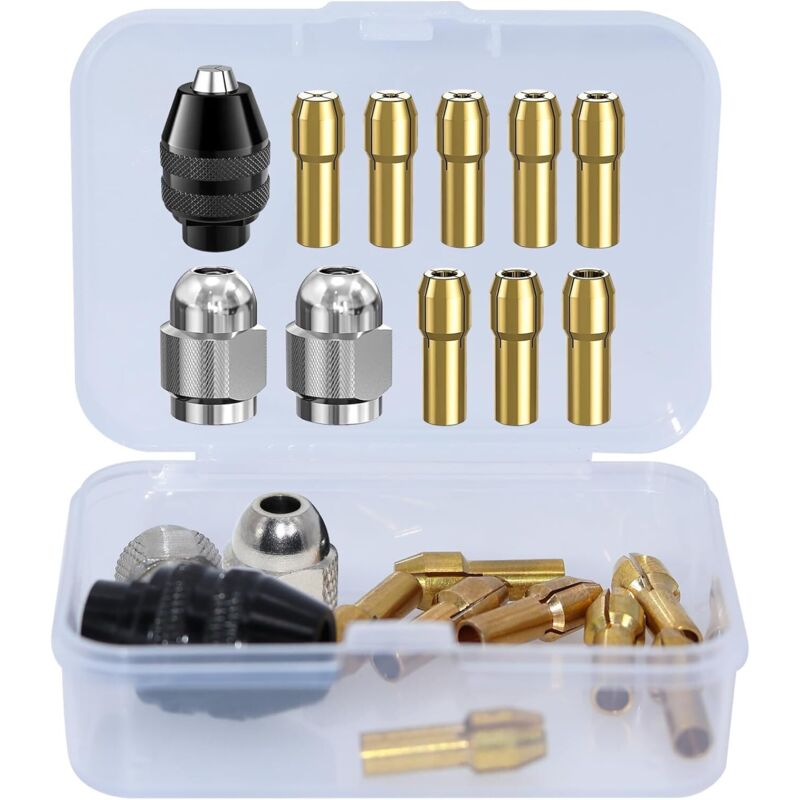 11-teiliges Bohrfutter-Set, Dremel 4486 Bohrfutter, 4485 Spannzangenfutter, Schnellwechsel-Spannzangenköpfe aus Messing für Dremel 4000, Trio und