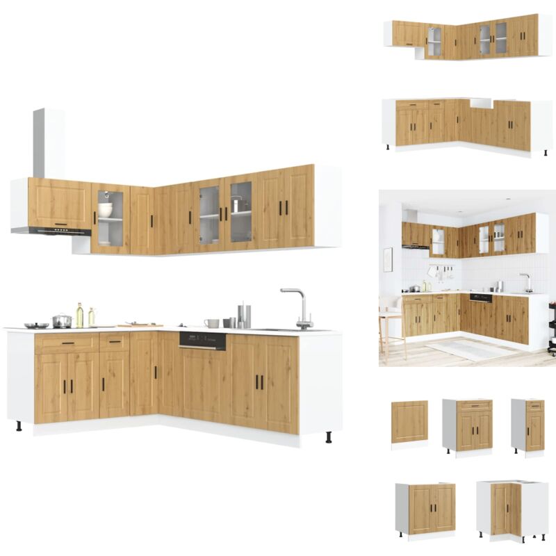 11-tlg. Küchenschrank-Set Porto Artisan-Eiche Holzwerkstoff - Küchenschrank-Set - Küchenschrank-Sets - Küchenzeile Einbauküche - Küchenschrank