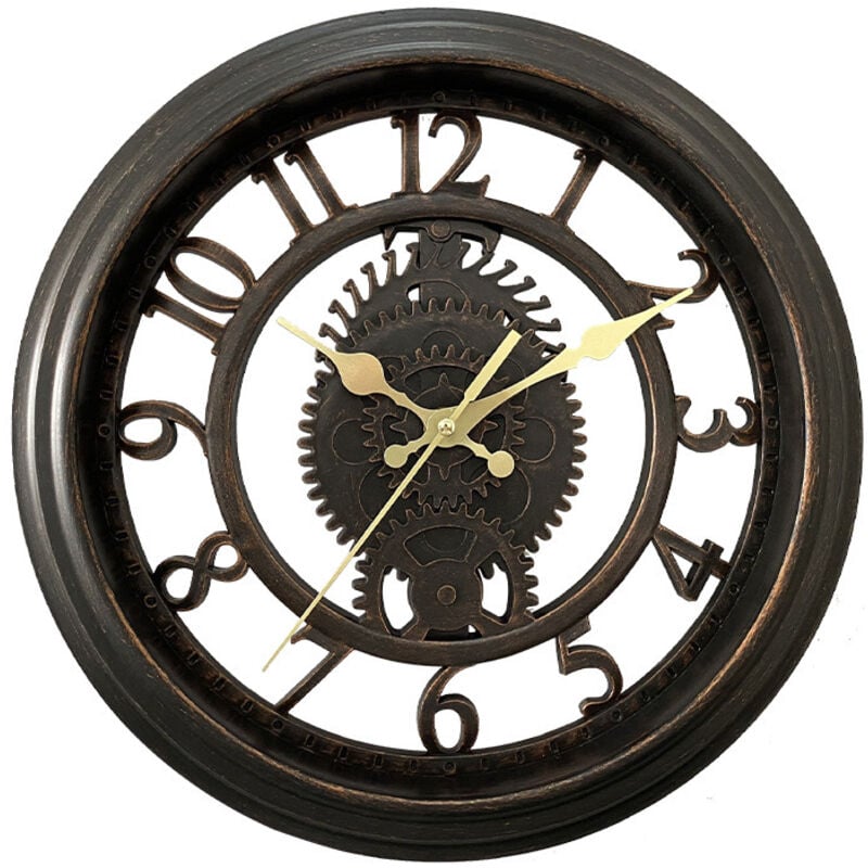 Linghhang - 11' Vintage Wanduhr - Schwarz, Kreative Skelett-Wanduhr, Runde helle Wohnzimmer-Wanduhr, Luxus-Stil