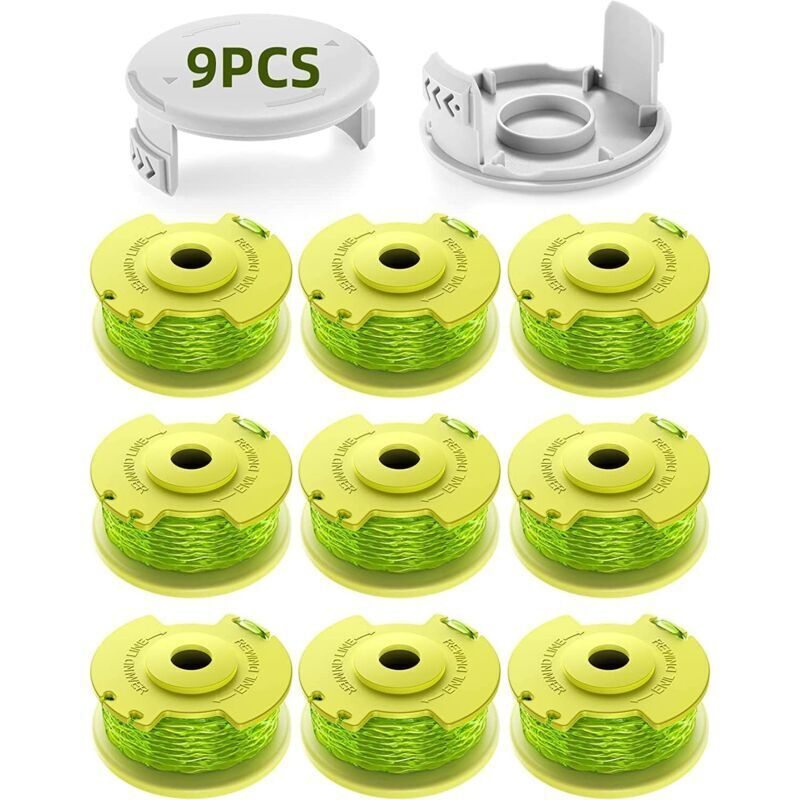 11er-Pack Fadenspulen für Rasentrimmer, passend für Ryobi 18 v, 24 v, 40 v Rasentrimmer, AC80RL3 Rasentrimmer-Ersatz (9 Spulen, 2 Abdeckungen)