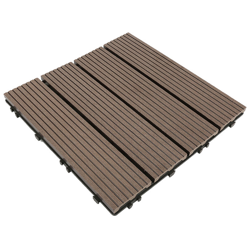 Haloyo - 11pcs Terrassenfliesen wpc Terrassendielen Fliese Klickfliesen Bodenbelag Holzoptik Braun