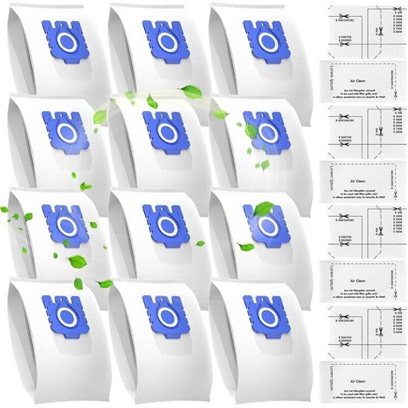 12 Beutel für Miele GN Staubsauger, kompatibel mit Miele GN 3D Airclean Efficiency Classic C1 Complete C2 C3, S600, S2000, S5000 und S8000