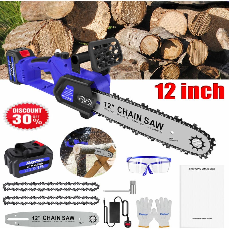 12' Kettensäge Holzschneiden Akku Elektrische Kettensäge Handkettensäge 4500W