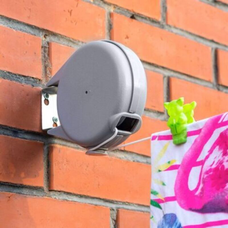 12 m Ausziehbare Wäscheleine für Kleidung, sehr robuste und widerstandsfähige Wäschespinne, automatischer Einziehmechanismus, einfache Wandmontage,