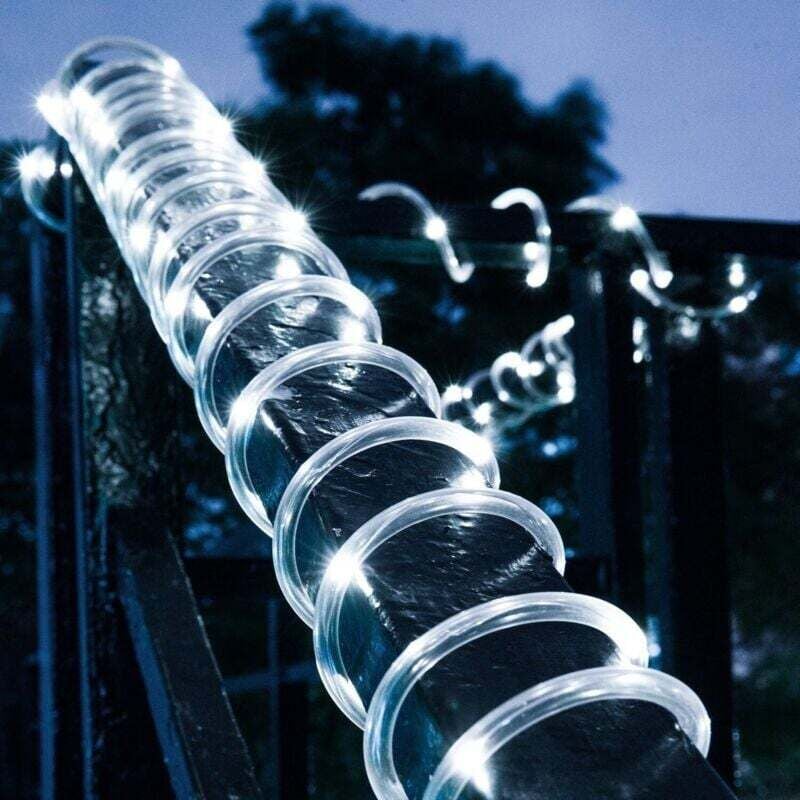 12 m Solar-Lichterkette, 100 wasserdichte LEDs für den Außenbereich, Seil-Lichterkette, Röhren-Lichterkette für Weihnachten, Garten, Hof, Weg, Zaun,