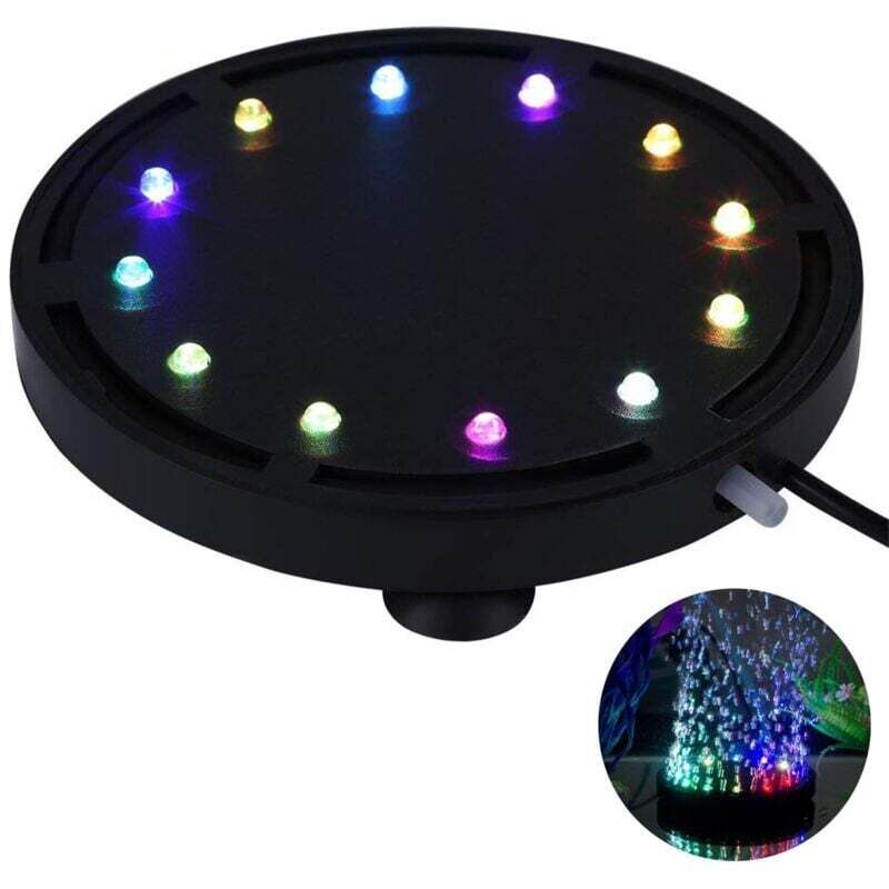 12 mehrfarbige RGB-LED-Aquarium-Unterwasser-Blasen-Nachtlicht / Mehrfarbige Aquarium-Luftsprudlerscheibe, runder Aquarium-Blasengenerator mit