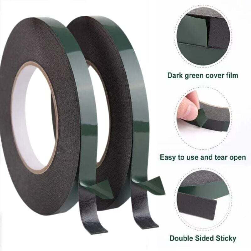 12 mm schwarzes doppelseitiges Schaumstoffklebeband, wasserfeste Montageklebebandrollen für Autoverkleidungen, Kennzeichen (10 m pro Rolle)