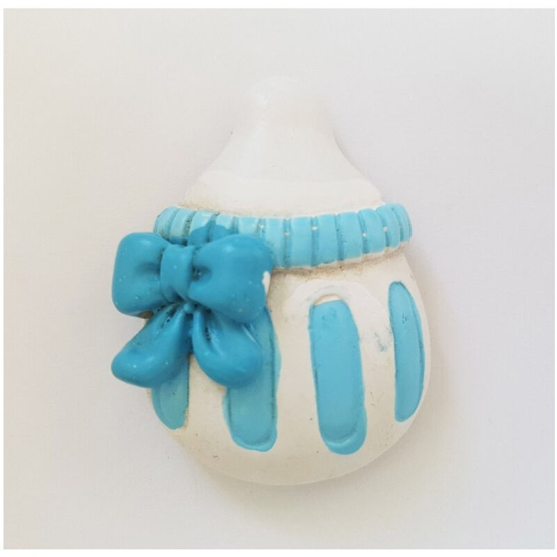 Trade Shop Traesio - Trade Shop - 12 Stück Partygeschenke blau Keramik Flasche Magnet Taufe Geburt -