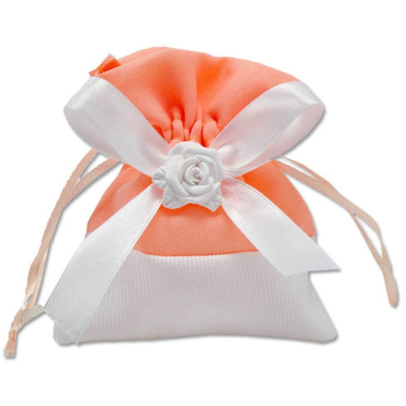 Trade Shop Traesio - Trade Shop - 12 Stoffbeutel für Konfettihalter, rosa, weiß, für Hochzeit, Taufe, Partygeschenke - Orange