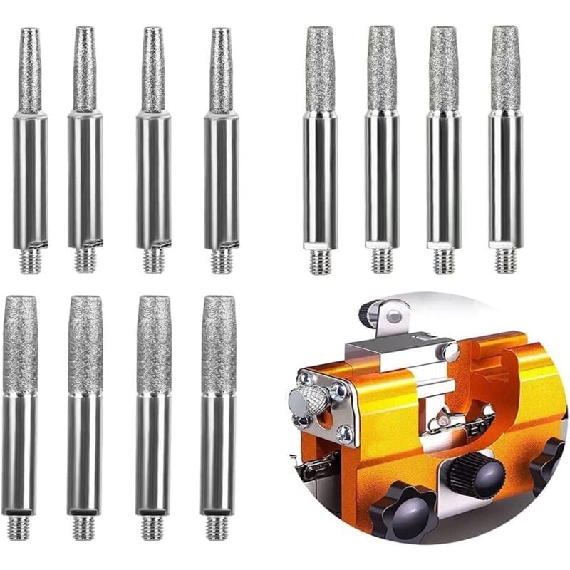 12 Stück hochharte Diamant-Schleifsteine für Kettensägen (4 mm, 4,8 mm, 5,5 mm).