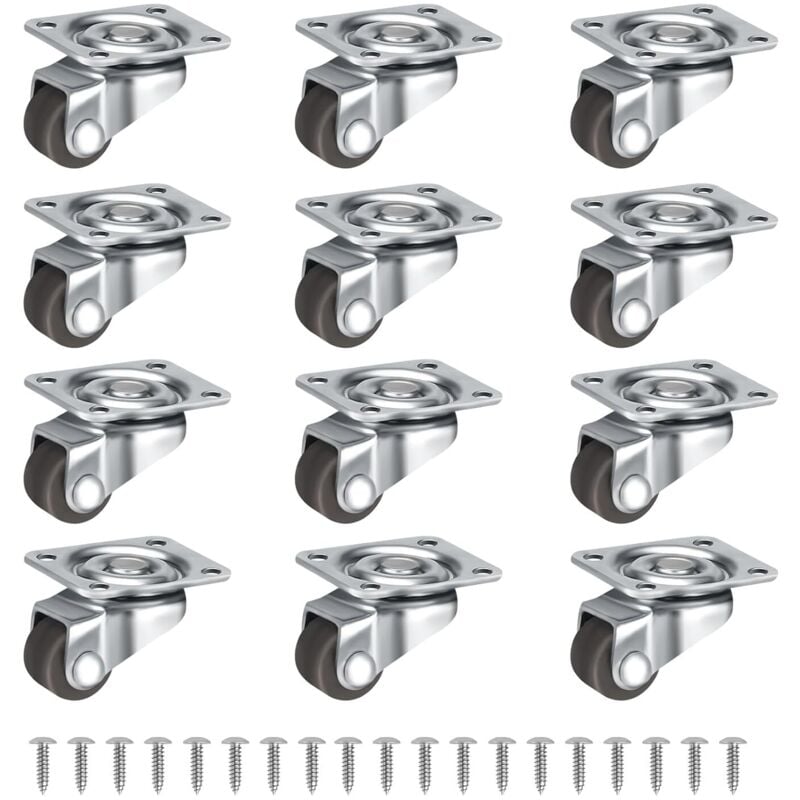 Lablanc - 12 Stück kleine Gummirollen 12mm für Möbel, kleine Bockrollen, Möbelrollen, Minirollen, für Möbel, Geräte, Werkzeugkästen