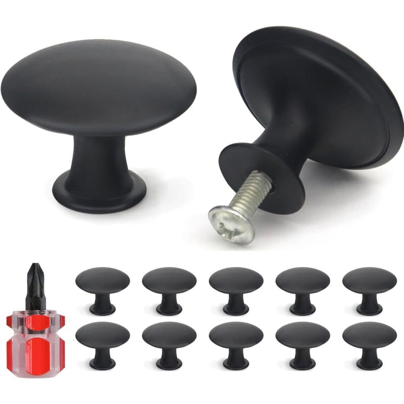 12 Stück Möbelknöpfe Schwarz, 30mm Vintage Schrankknäufe, Schrankknöpfe Moderne Vintage mit Schrauben, Türknöpfe für Schublade, Schrank, Möbel,