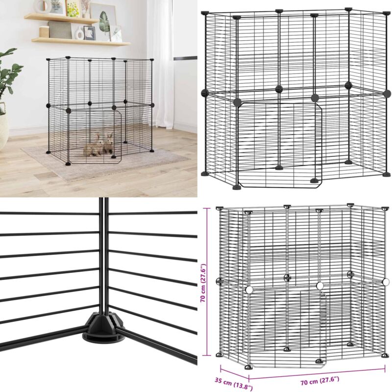 12-tlg. Haustierkäfig mit Tür Schwarz 35x35 cm Stahl - Haustierkäfig - Kaninchendrache - Hamstergehege - Vogelvoliere - Kleintiersafe - Home & Living