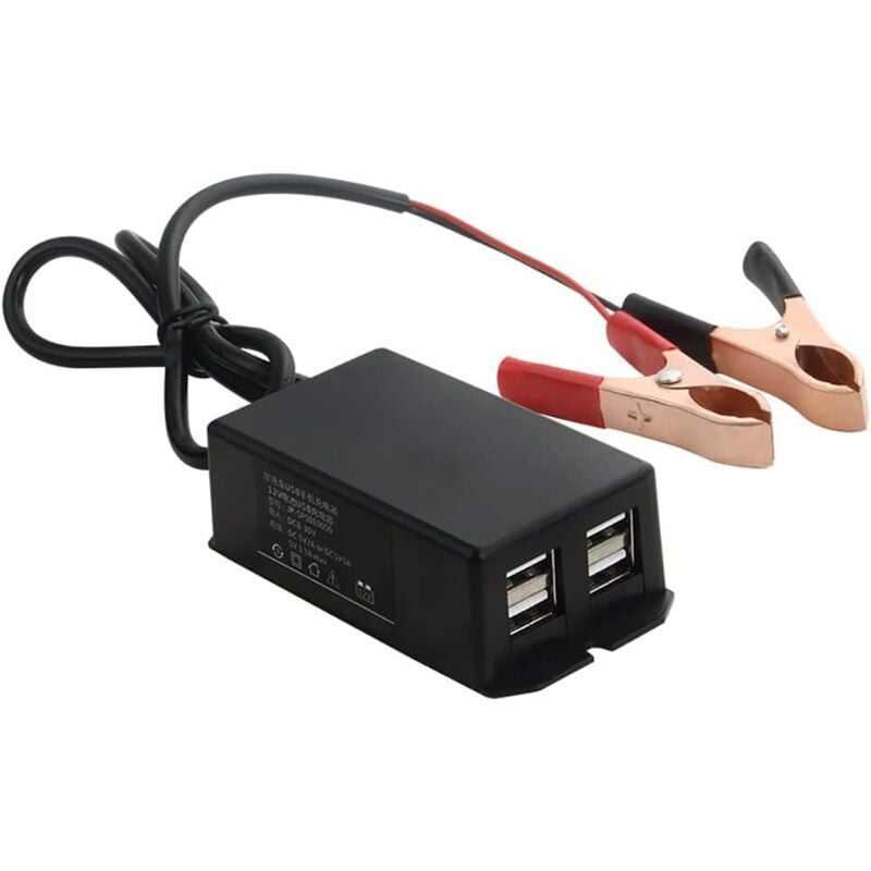 12 v 24 v auf 5 v USB-Netzteil, wasserdichtes Motorrad-Handy-Ladegerät, USB-Motorrad-Ladegerät, Motorrad-USB-Ladegerät-Adapter mit Krokodilklemme