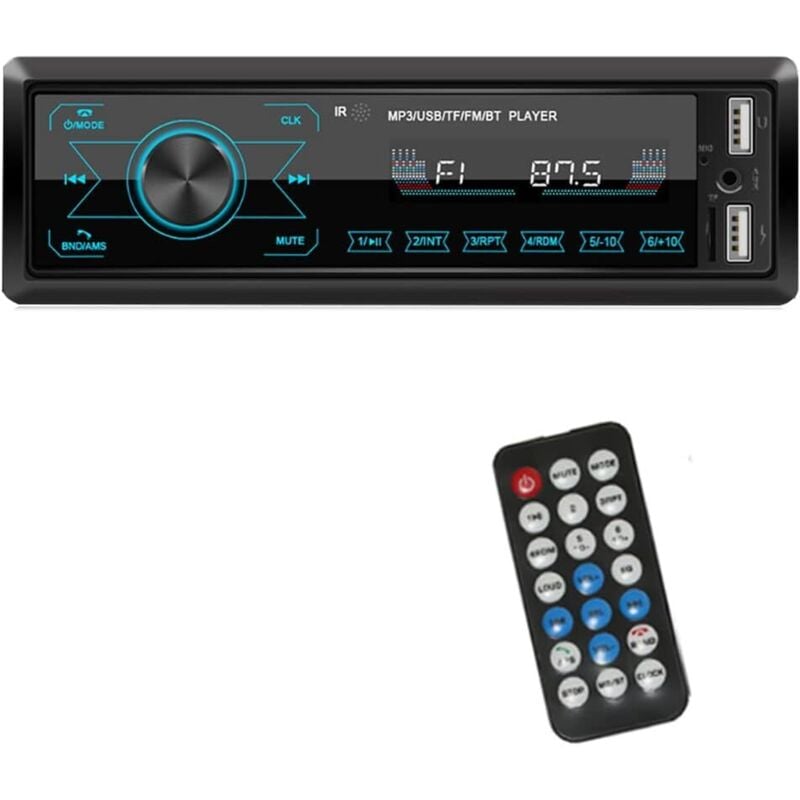 12-V-Autoradio, Bluetooth, Freisprecheinrichtung mit USB und MP3-Player, 7-farbige LED, unterstützt iOS- und Android-Telefone