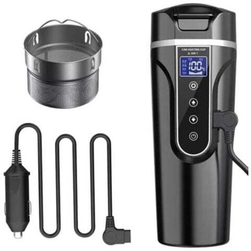 Mumu - 12 V/24 v Auto-Wasserkocher, Warmwasserbereiter für Auto/LKW/Reisen, tragbarer Wasserkocher mit LCD-Display, Edelstahl 304