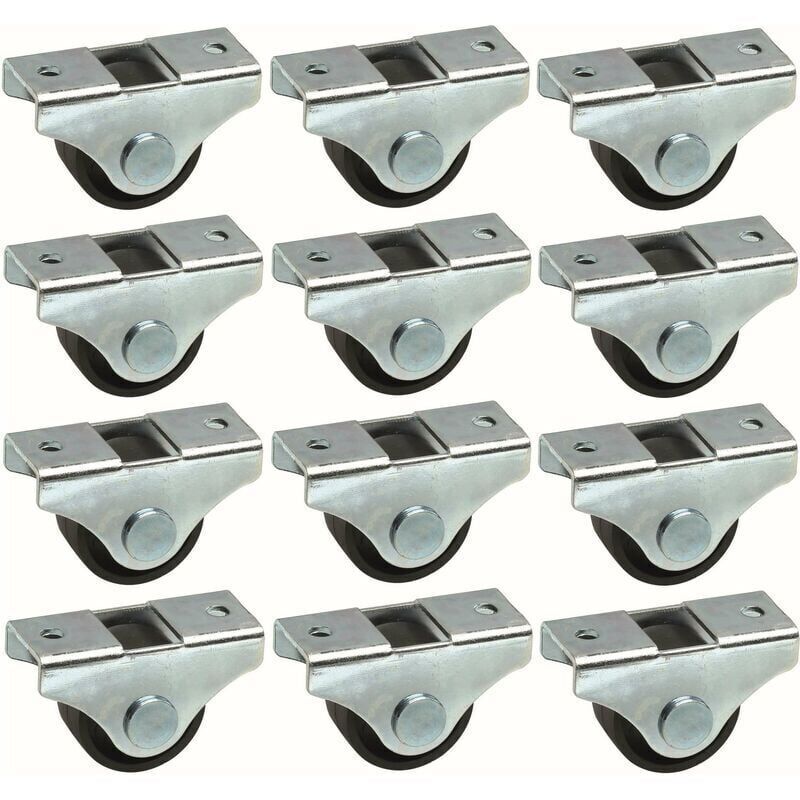 12 x 25 mm Universal-Möbelrollen, Mini, Schwarz, Rollen für Bettbeine, Schränke, Trolleys, Mülleimer, Aufbewahrungstische