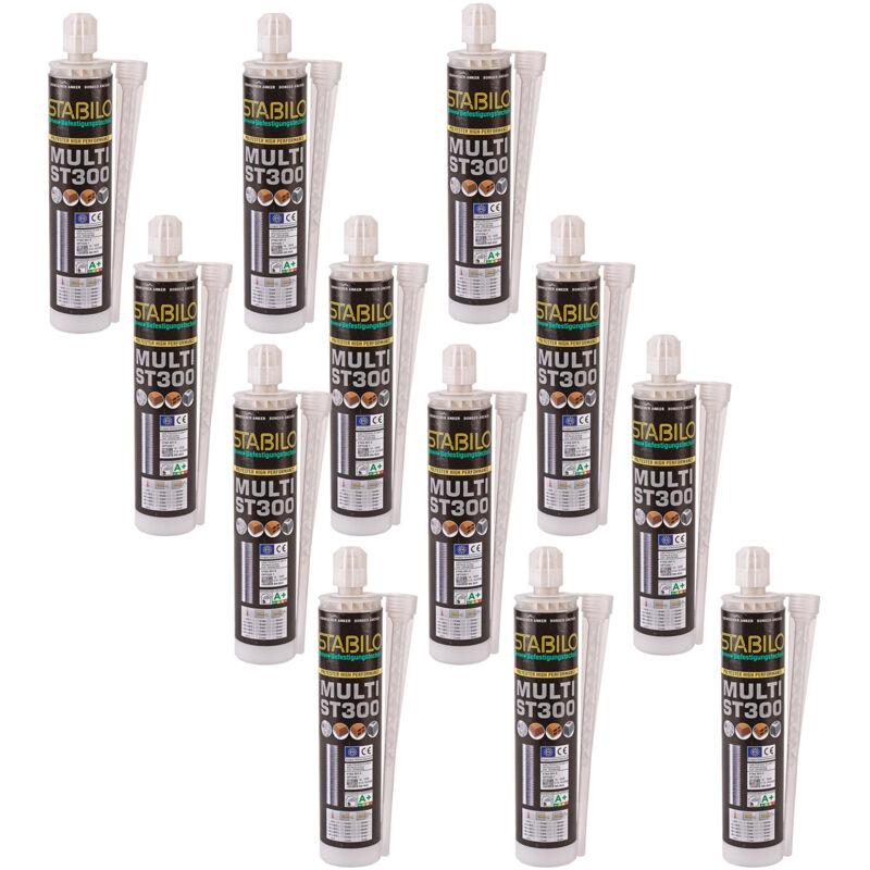 Stabilo Befestigungstechnik - 12 x Stabilo 300ml Verbundmörtel Multi ST300 Set Injektionsmörtel Montagemörtel