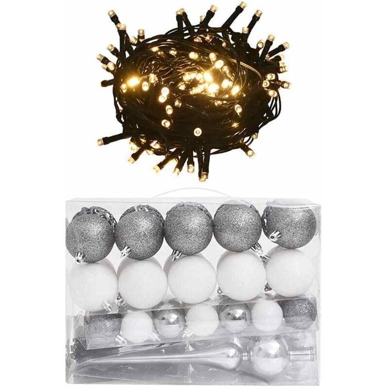 61-tlg. Weihnachtskugeln mit Weihnachtsbaumspitze 150 LEDs Vidaxl