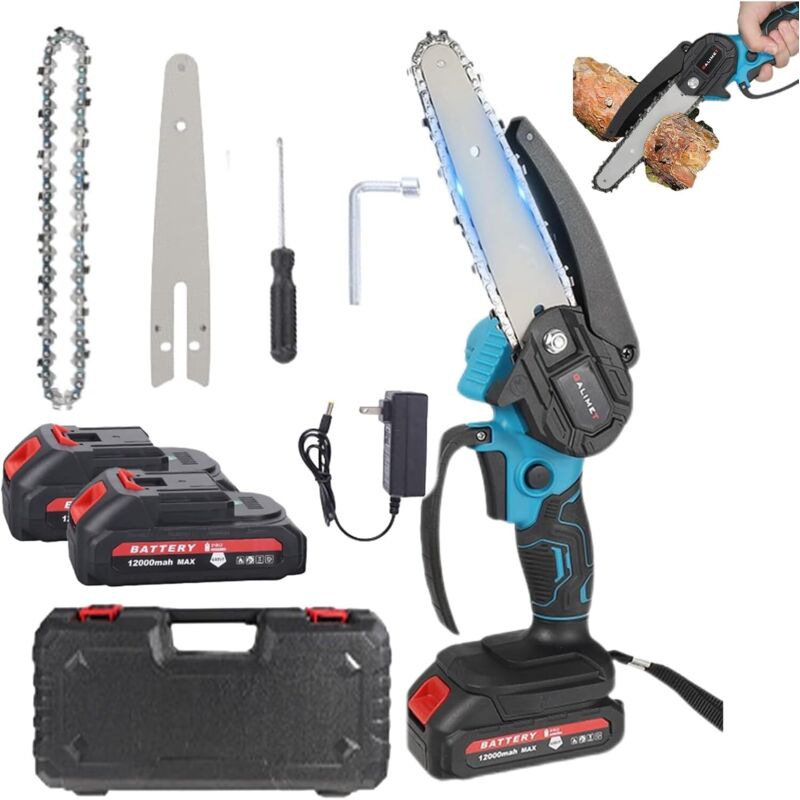 12000mAh Akku-Kettensäge, 6 Zoll kabellose elektrische Kettensäge, elektrische Säge, elektrische Kettensäge für den Garten