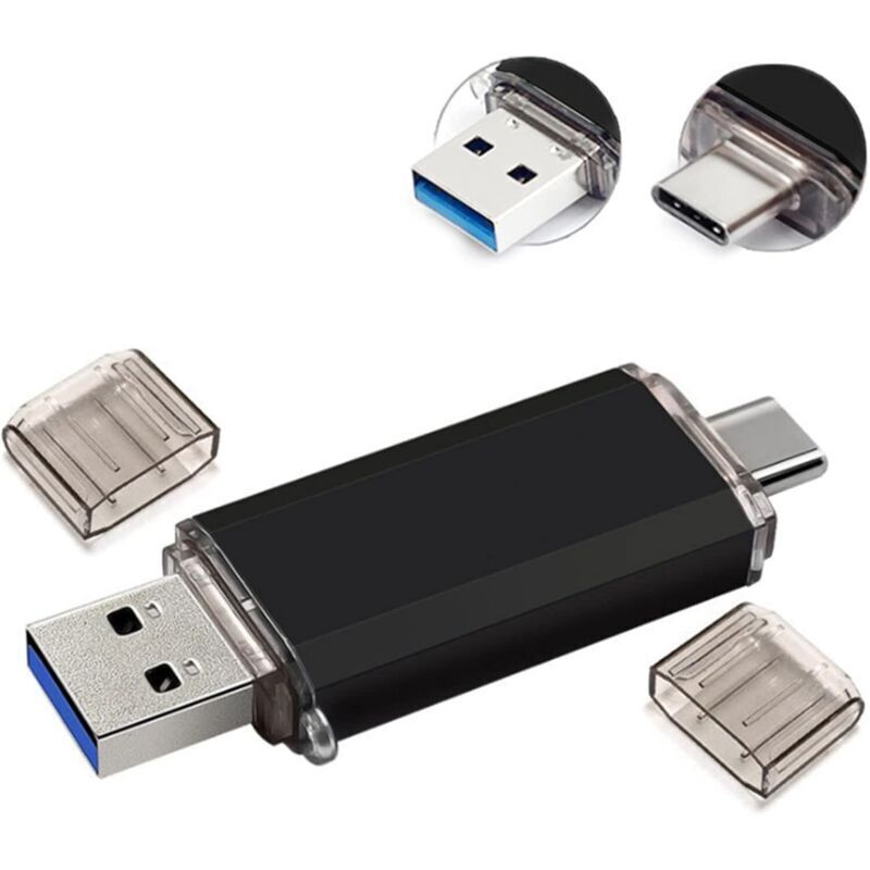 128 GB USB 3.0-Stick, 64 GB schneller USB 3.0-Stick, USB-Stick mit zwei Anschlüssen, Typ-C-Speicherstick, für Smartphones, Tablets und Computer,