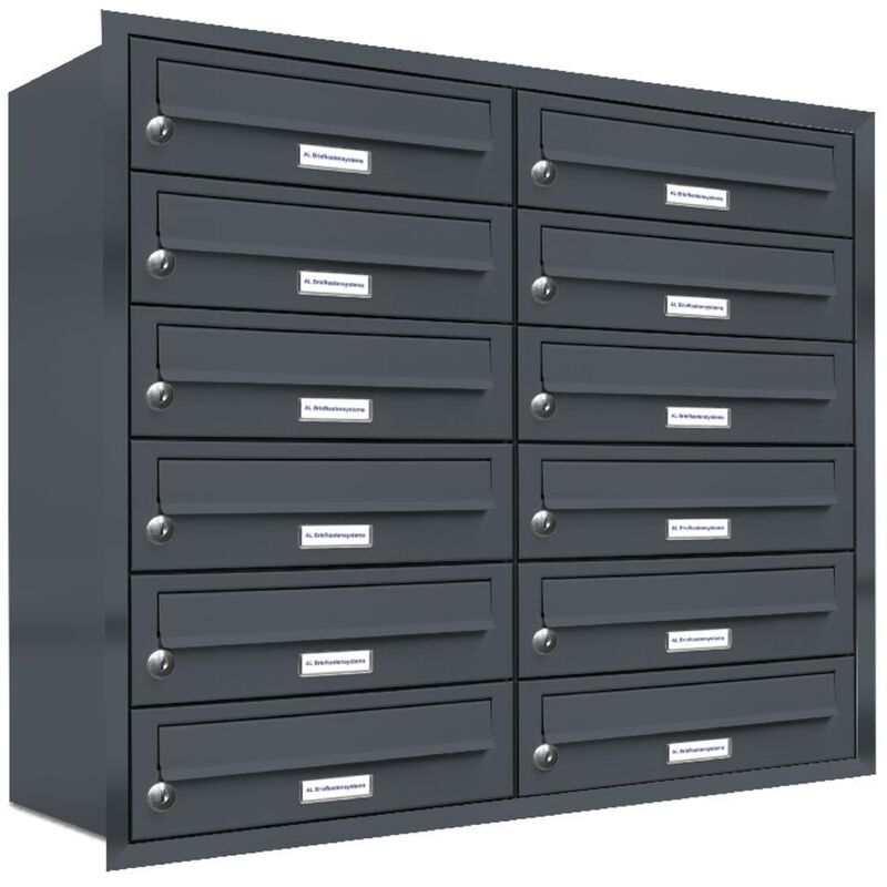 12er Briefkasten Anlage Unterputz Montage RAL 7016 Anthrazit